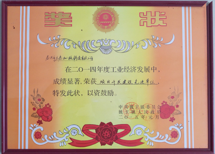 项目开发建设先进单位
